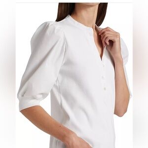 VERONICA BEARD Coralee white puff sleeve top ribbed knit short-sleeve size XS